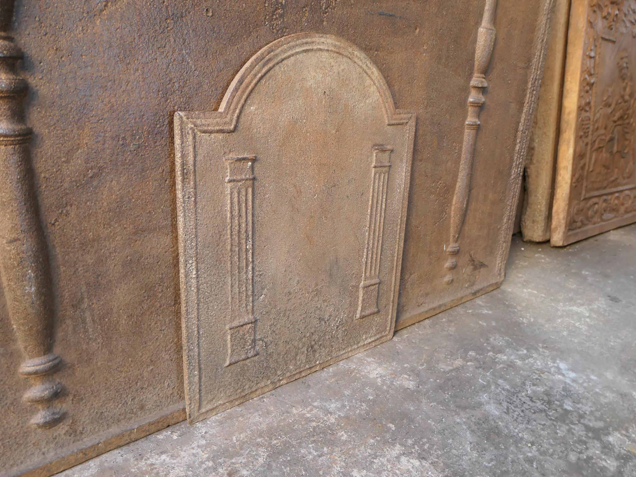 Antique French Neoclassical 'Pillars of Freedom' Fireback / Backsplash, 19th C. For Sale 1
