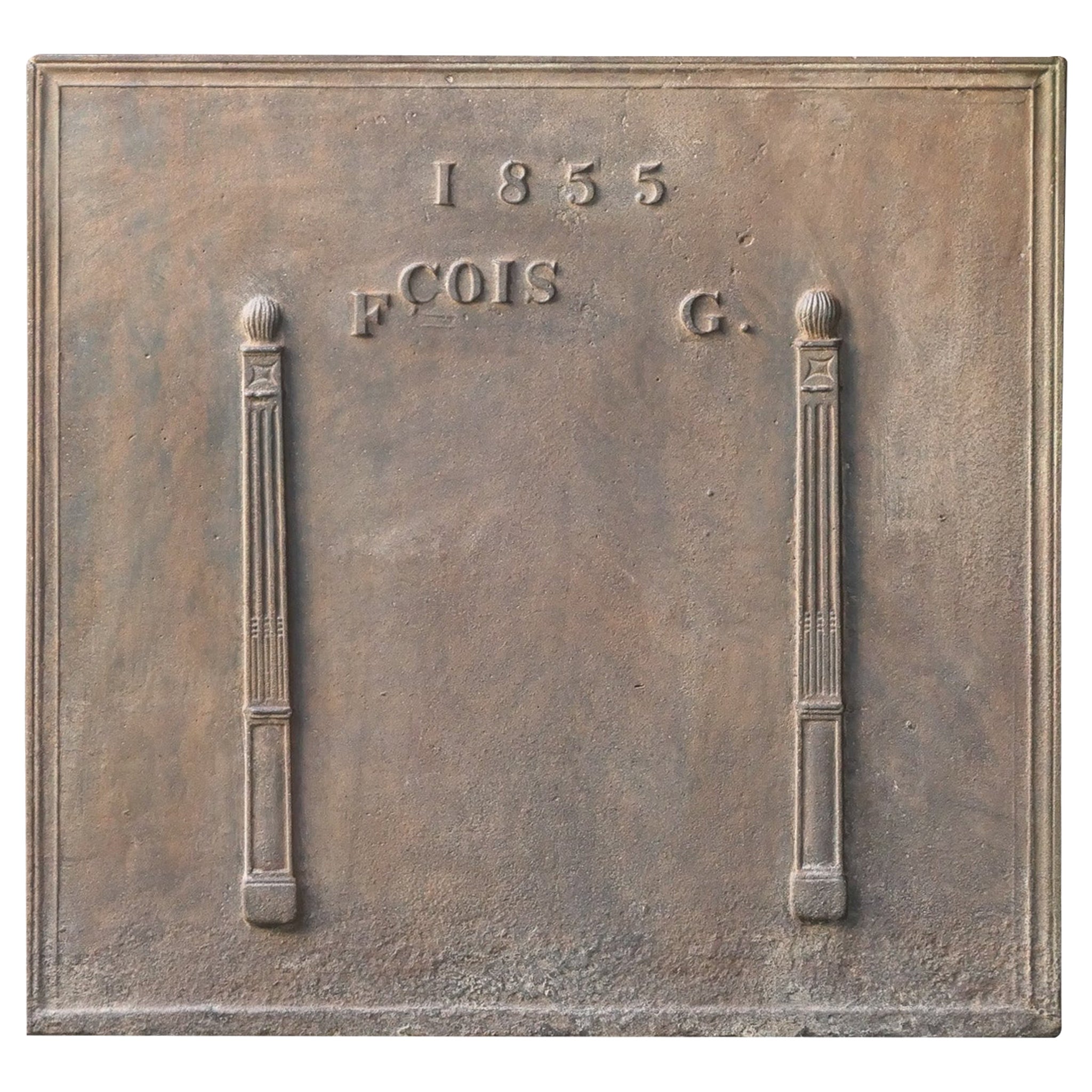 Antique French Neoclassical 'Pillars of Freedom' Fireback / Backsplash