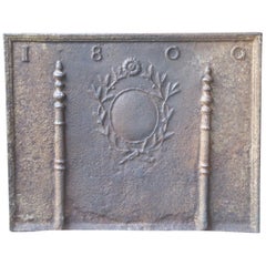 Antique French Neoclassical 'Pillars of Freedom' Fireback, Dated, 1800