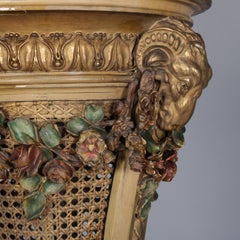 Antique French Neoclassical Polychromed Figural Giltwood Planter with Ram