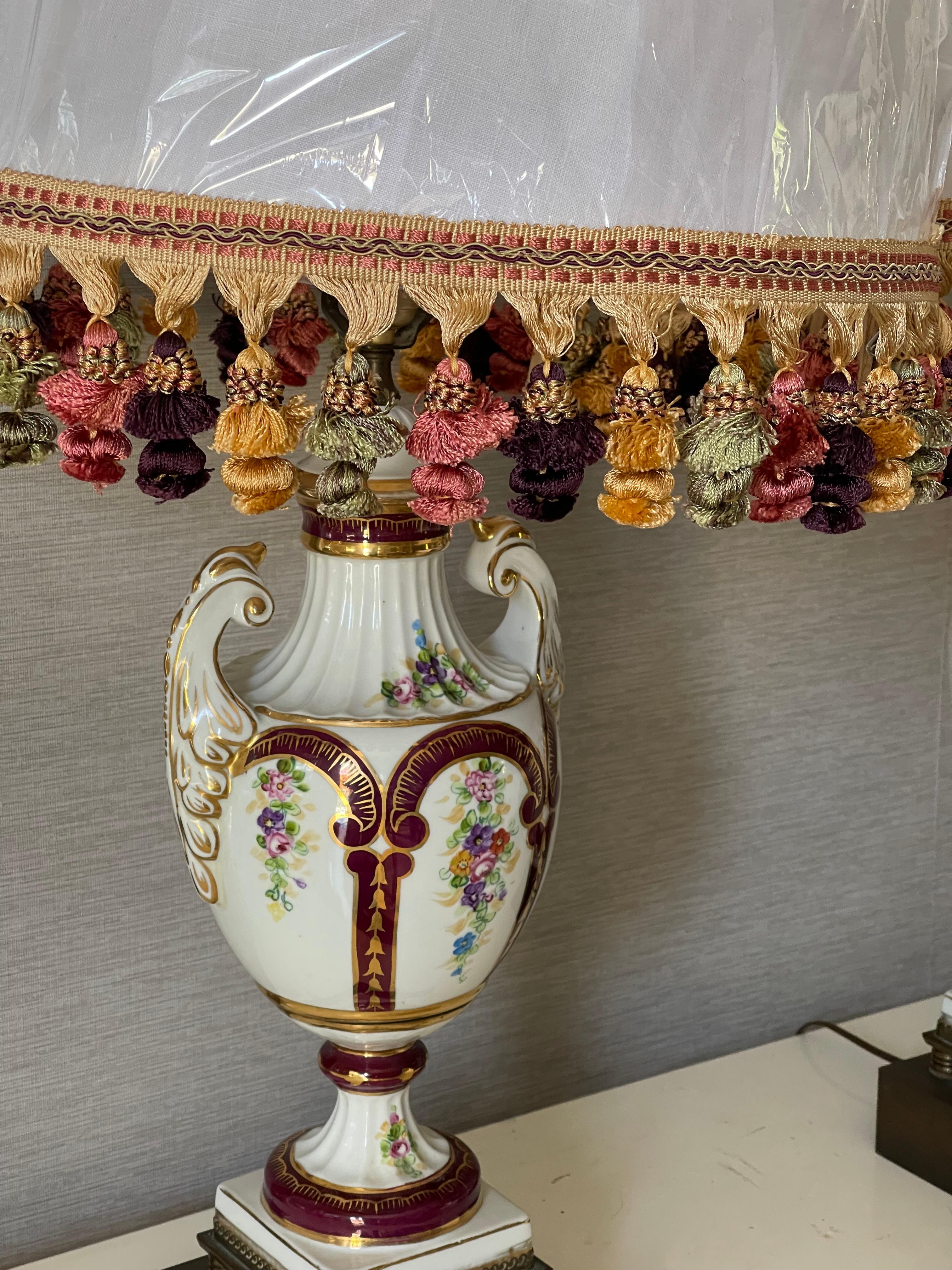 Antique French Neoclassical Porcelain  Lamps For Sale 6