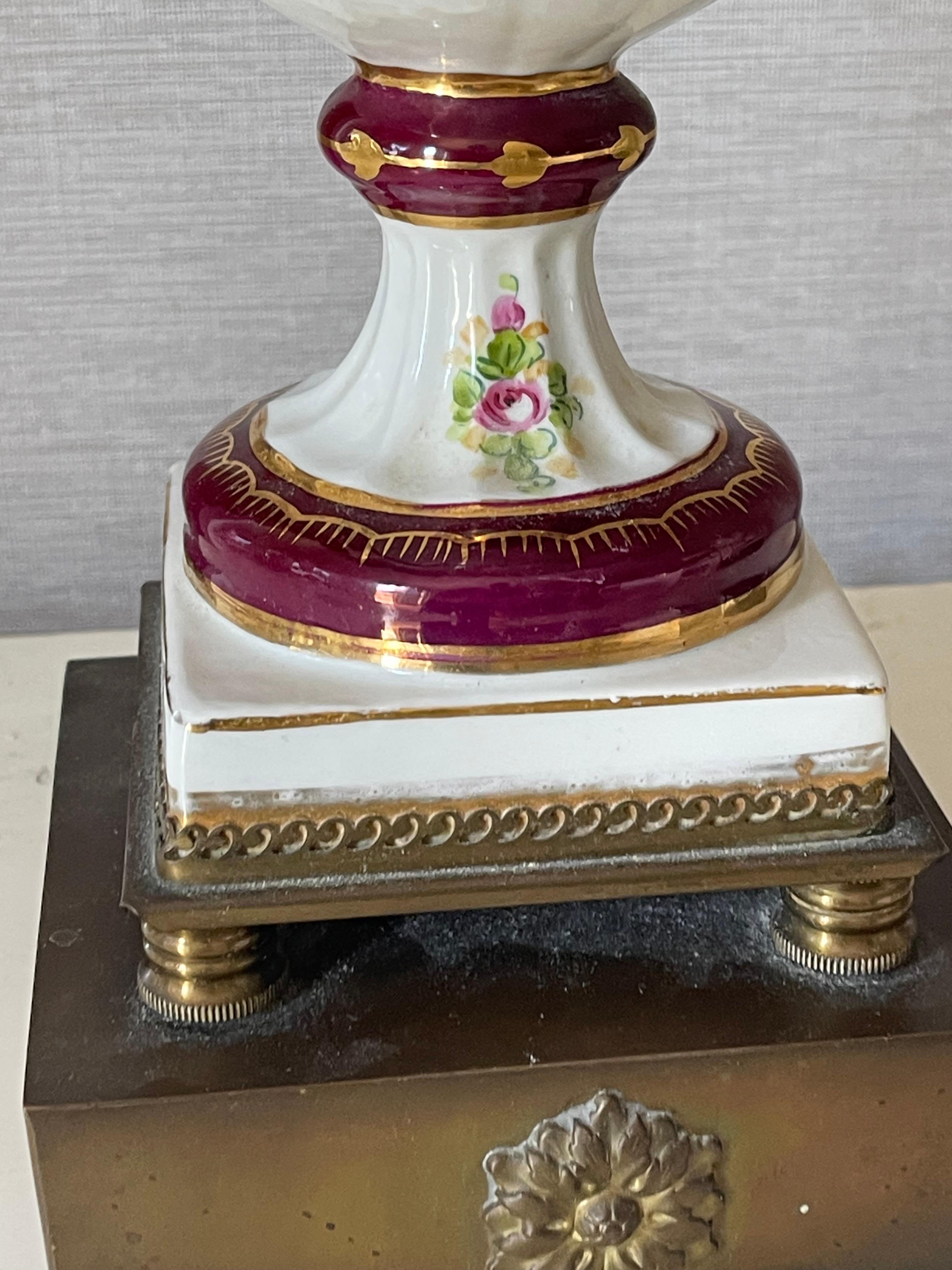 Antique French Neoclassical Porcelain  Lamps For Sale 9