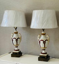Antique French Neoclassical Porcelain  Lamps