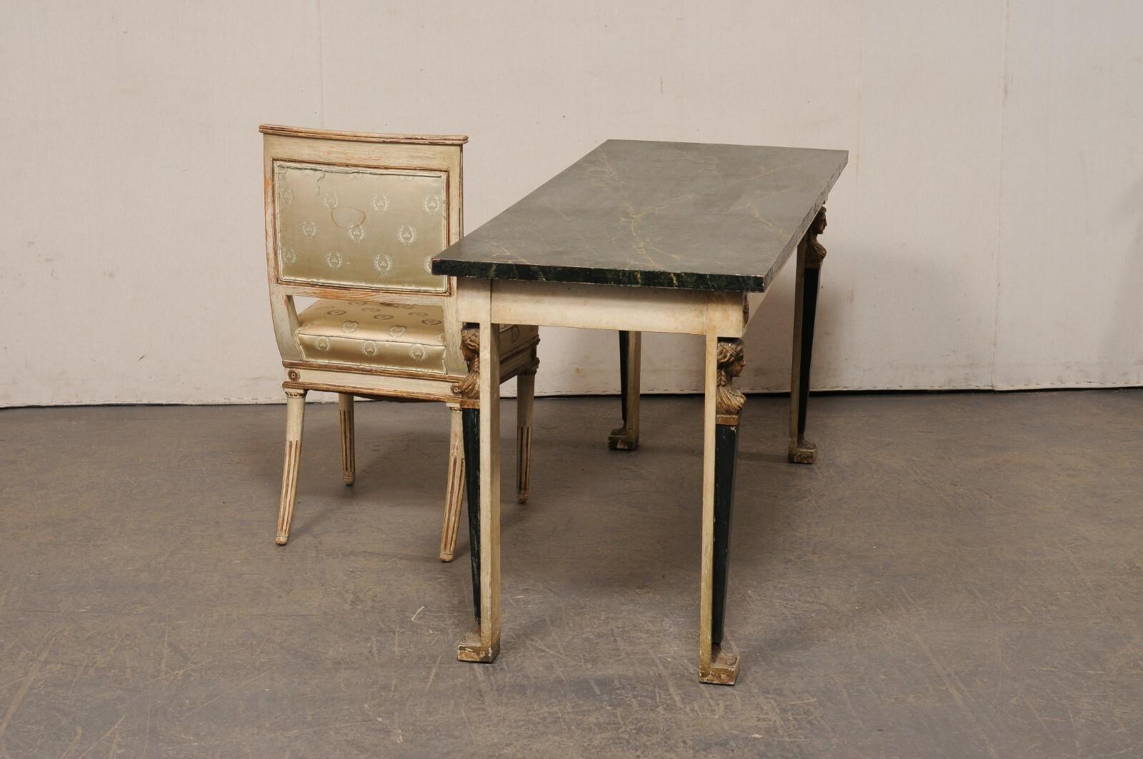 Antikes französisches Schreibtisch- und Stuhlset im neoklassischen Revival-Stil mit Original-Finish im Angebot 4
