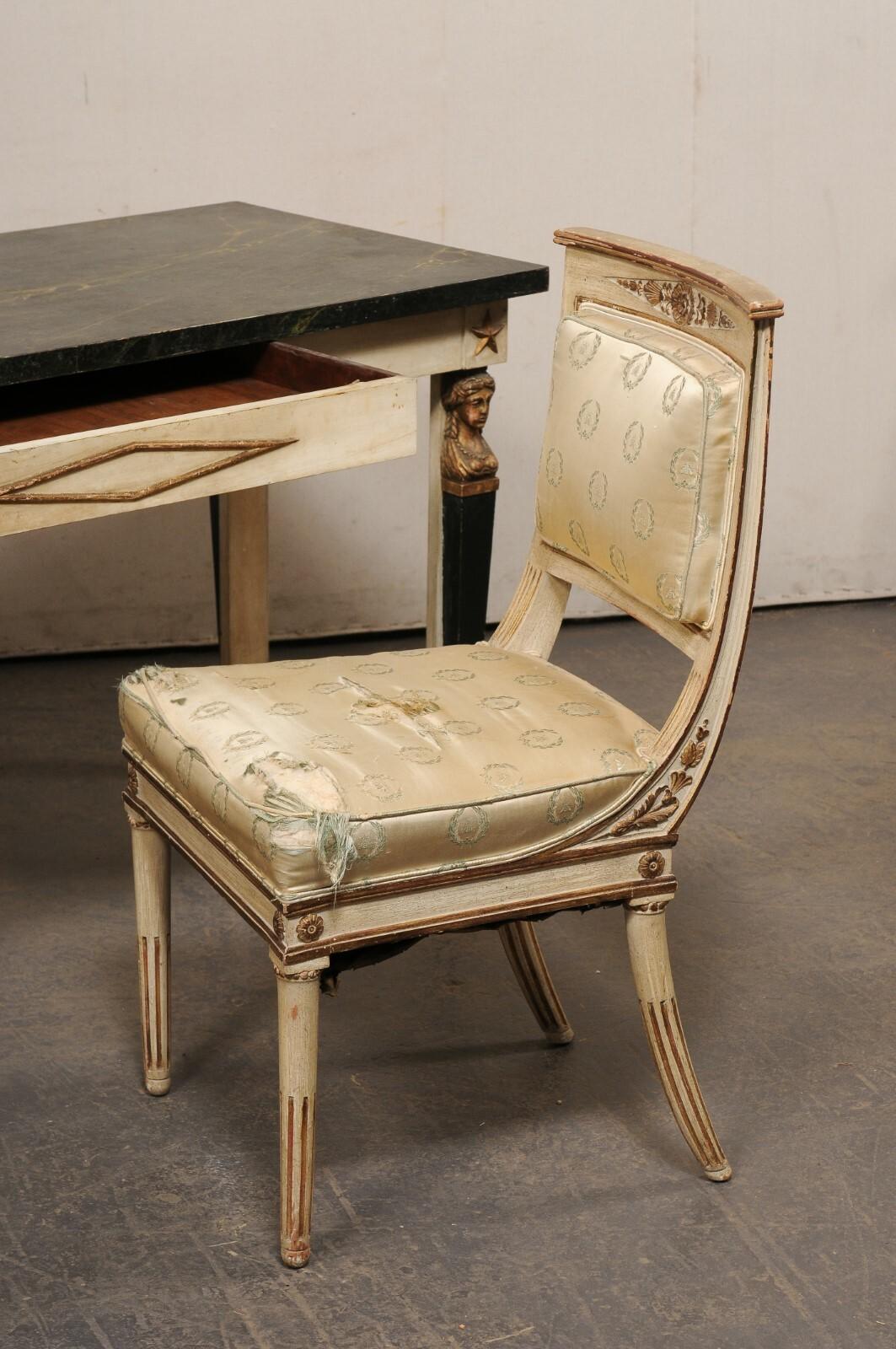 Antikes französisches Schreibtisch- und Stuhlset im neoklassischen Revival-Stil mit Original-Finish (Französisch) im Angebot
