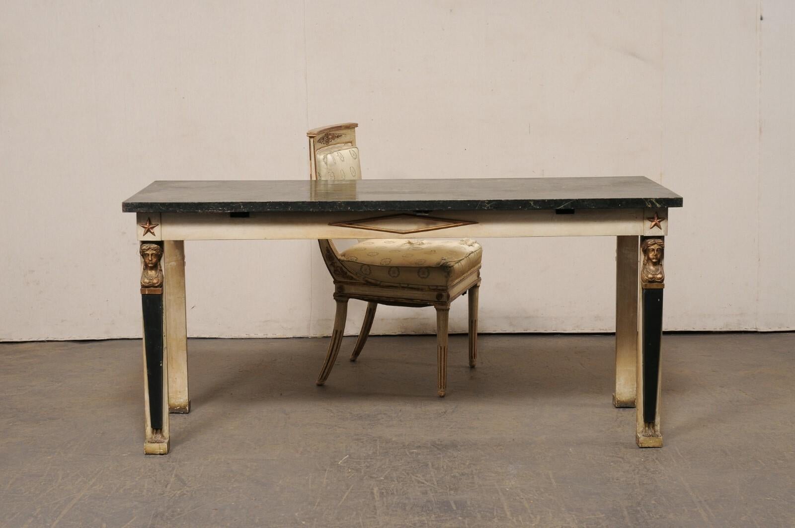 Antikes französisches Schreibtisch- und Stuhlset im neoklassischen Revival-Stil mit Original-Finish im Angebot 2