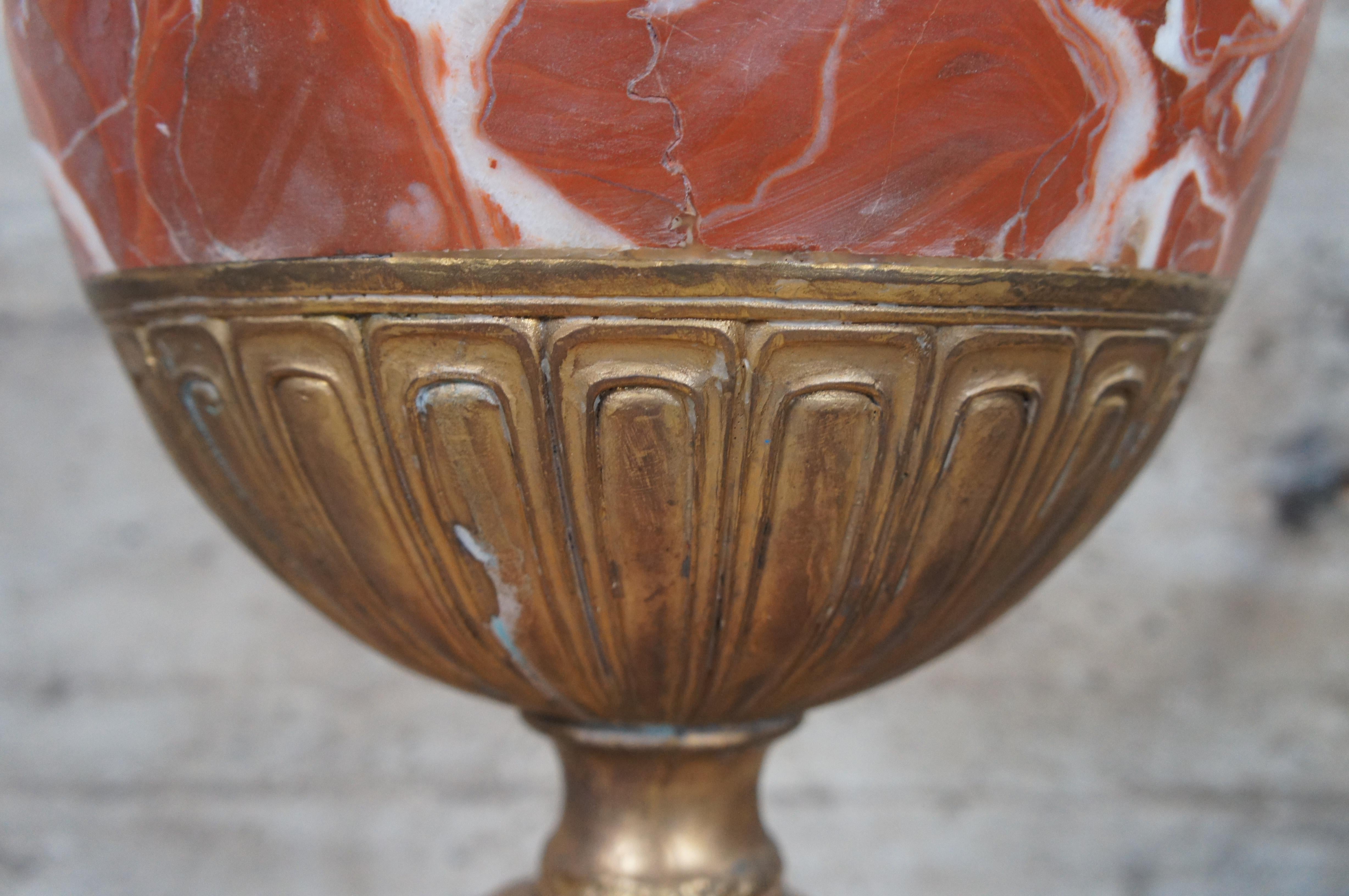 Antique French Neoclassical Rouge Marble Bronze Ormolu Vase Urn Cassolette 31