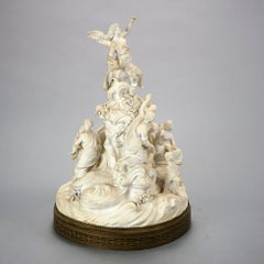 Antique French Neoclassical Sevres School Parian Surreal Figural Grouping 19th C