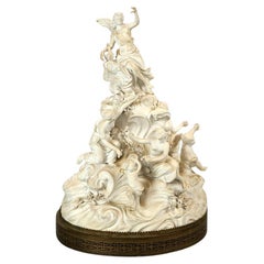 Antique French Neoclassical Sevres School Parian Surreal Figural Grouping 19th C