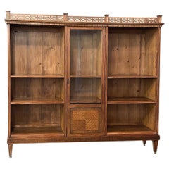 Antique French Neoclassical Shallow Open Bookshelf with Inlay