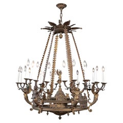 Antique French Neoclassical Style Bronze Chandelier