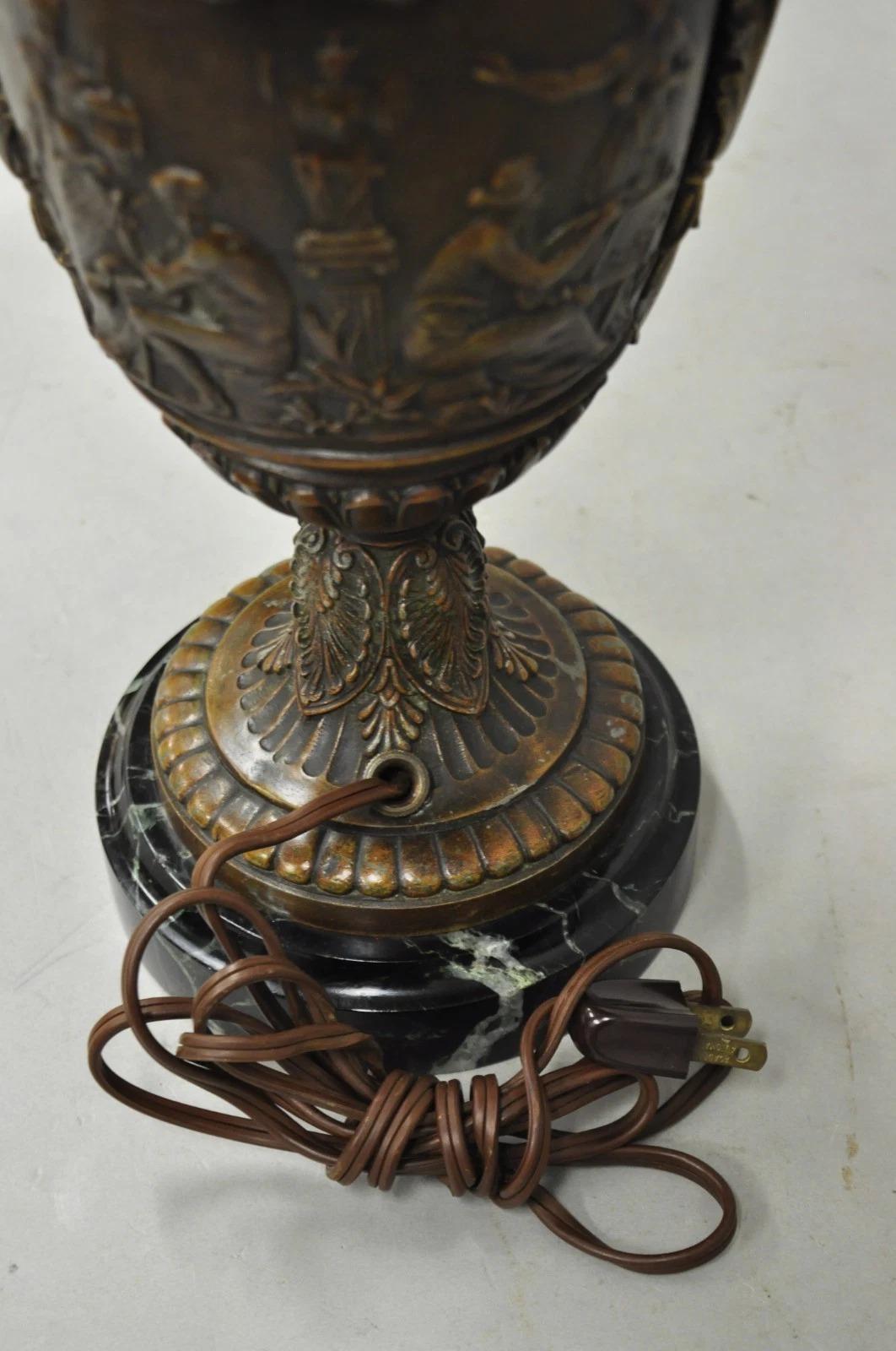 Antique French Neoclassical Style Bronze Figural Swans Table Lamp Signed Picault For Sale 5