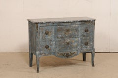Antique French Neoclassical Style Commode w/Black Marble Top & Scraped Finish