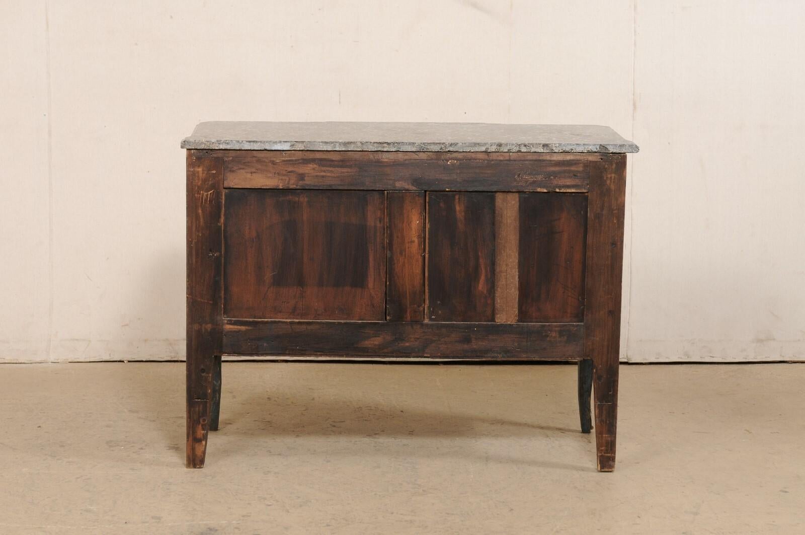 Antique French Neoclassical Style Commode w/Black Marble Top & Scraped Finish For Sale 4
