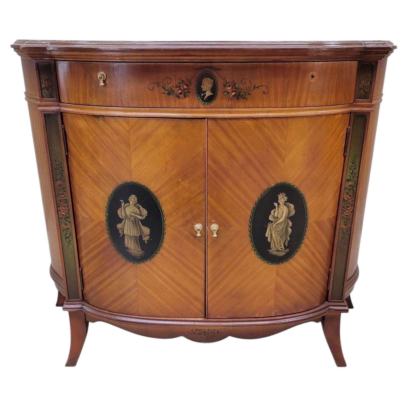 Antique French Neoclassical Style Demilune Cabinet