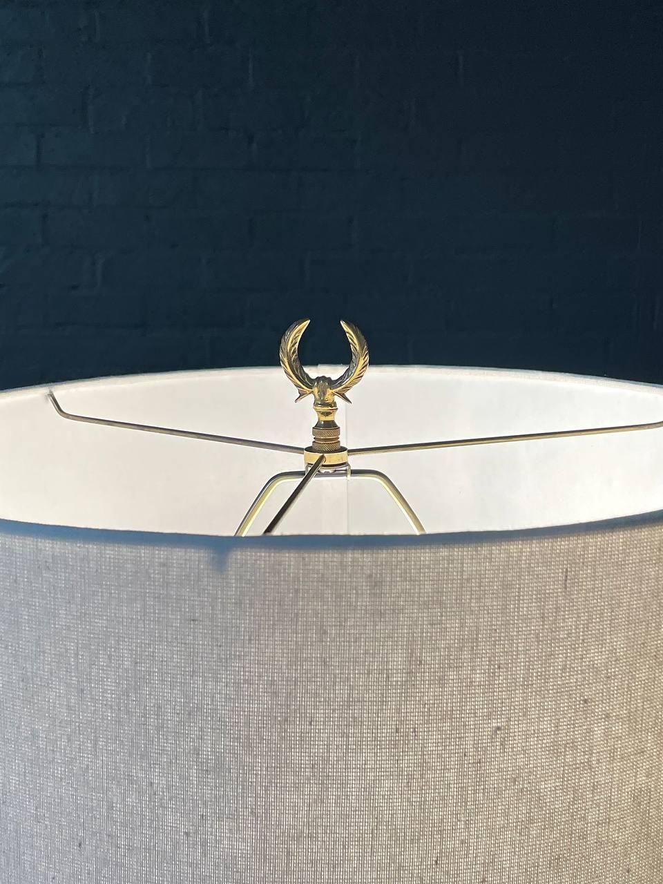 Mid-20th Century Antique French Neoclassical Style Gilt Bronze & Onyx Floor Lamp For Sale