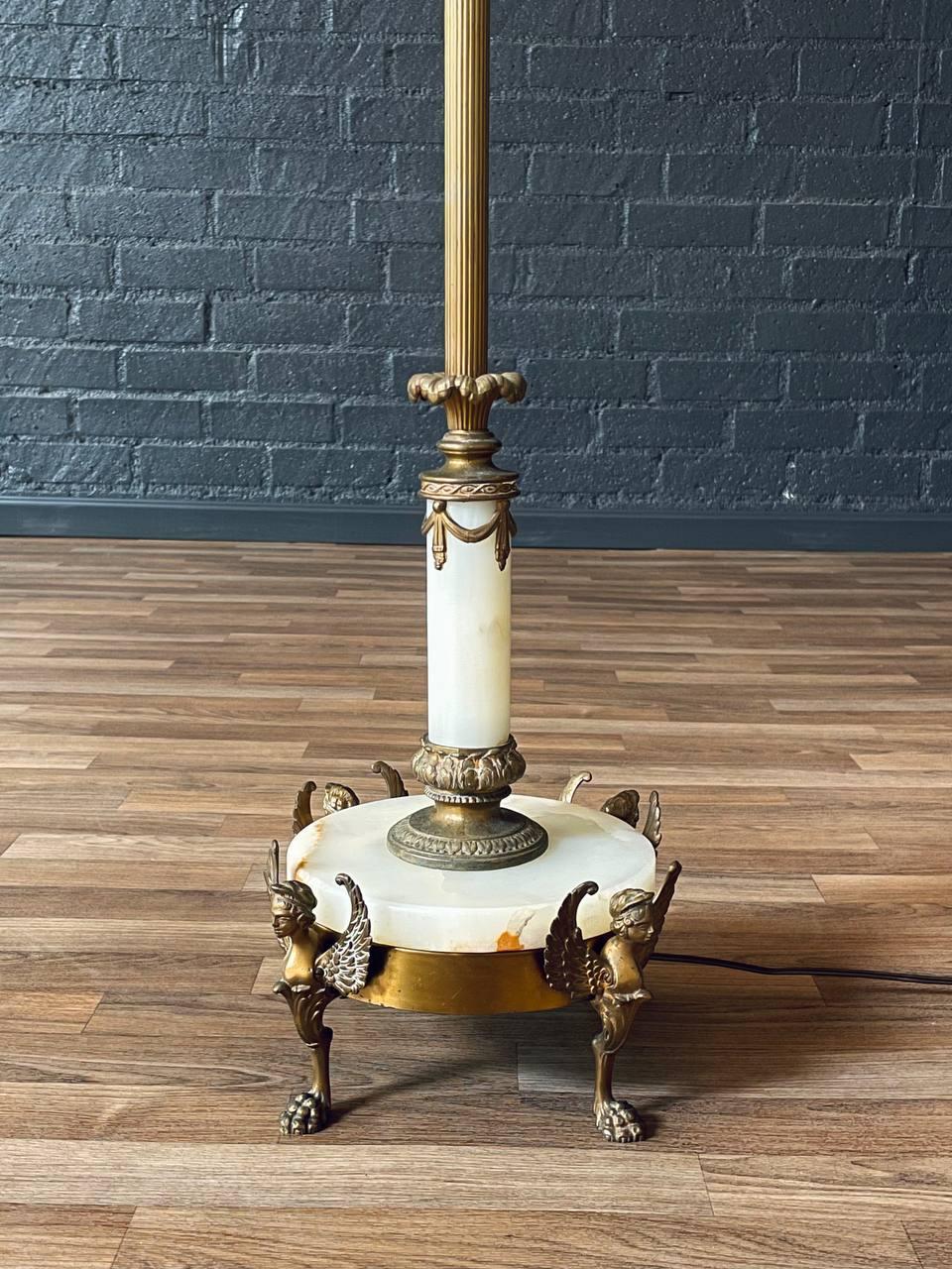 Antique French Neoclassical Style Gilt Bronze & Onyx Floor Lamp For Sale 3