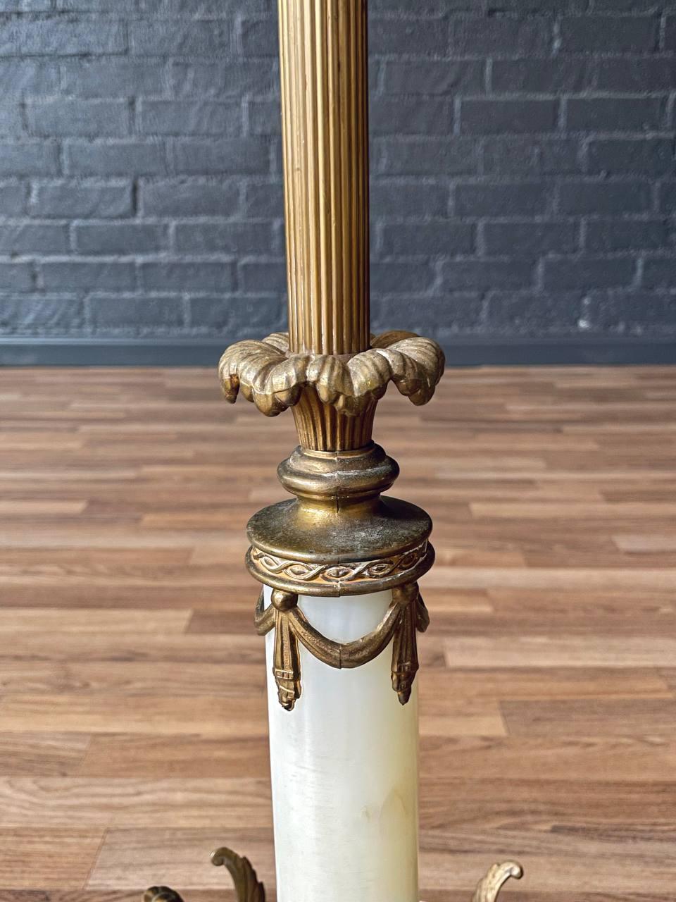 Antique French Neoclassical Style Gilt Bronze & Onyx Floor Lamp For Sale 5