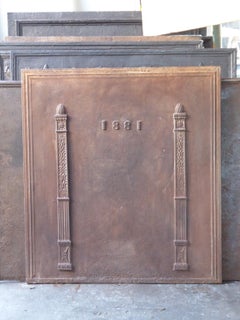 Antique French Neoclassical 'Pillars of Freedom' Fireback / Backsplash