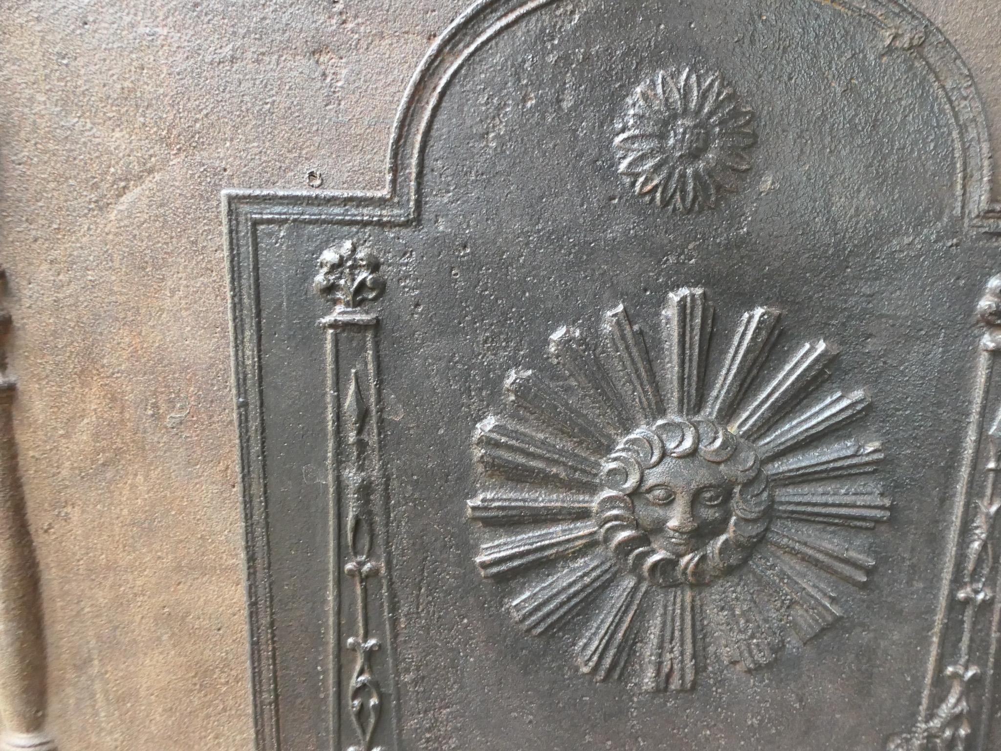 Antique French Neoclassical 'The Sun' Fireback / Backsplash, 18th - 19th C. For Sale 4