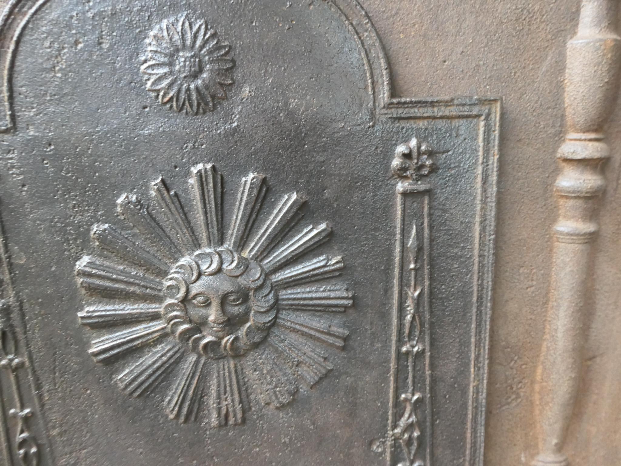 Antique French Neoclassical 'The Sun' Fireback / Backsplash, 18th - 19th C. For Sale 3