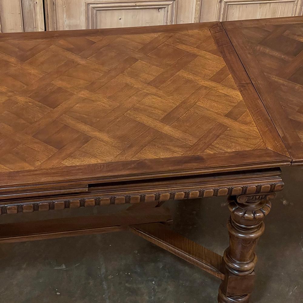 Antique French Neoclassical Walnut Draw Leaf Banquet Table For Sale 4