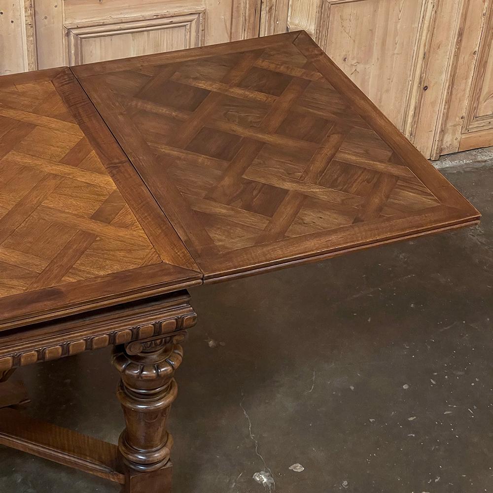 Antique French Neoclassical Walnut Draw Leaf Banquet Table For Sale 5
