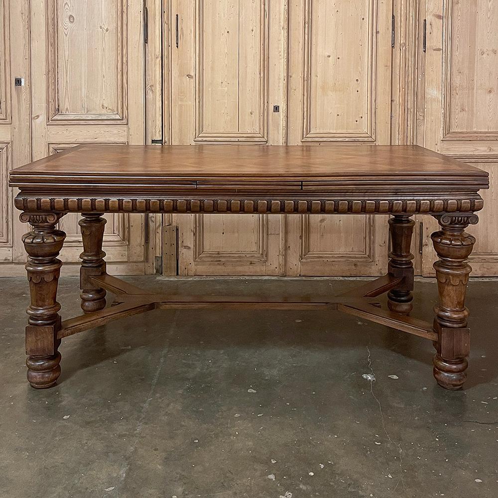 Antique French Neoclassical Walnut Draw Leaf Banquet Table For Sale 6