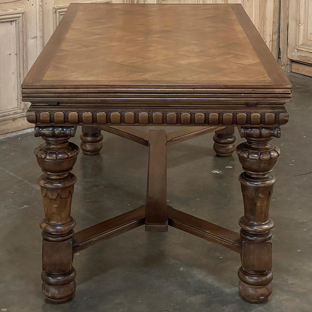 Antique French Neoclassical Walnut Draw Leaf Banquet Table For Sale 7