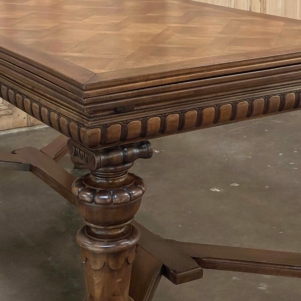 Antique French Neoclassical Walnut Draw Leaf Banquet Table For Sale 8