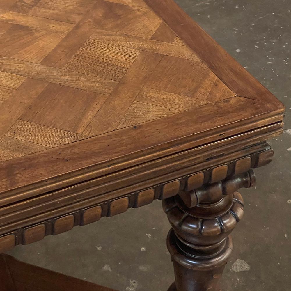 Antique French Neoclassical Walnut Draw Leaf Banquet Table For Sale 9