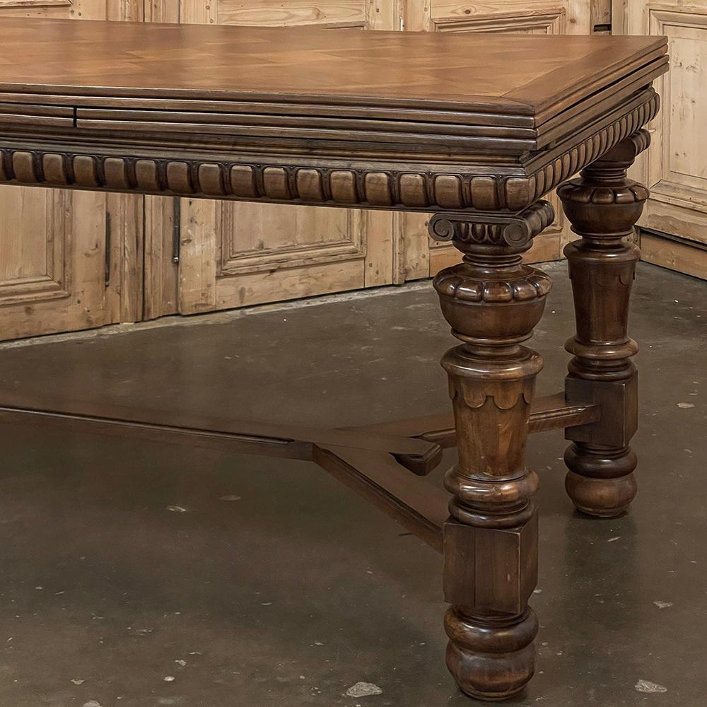 Antique French Neoclassical Walnut Draw Leaf Banquet Table For Sale 10