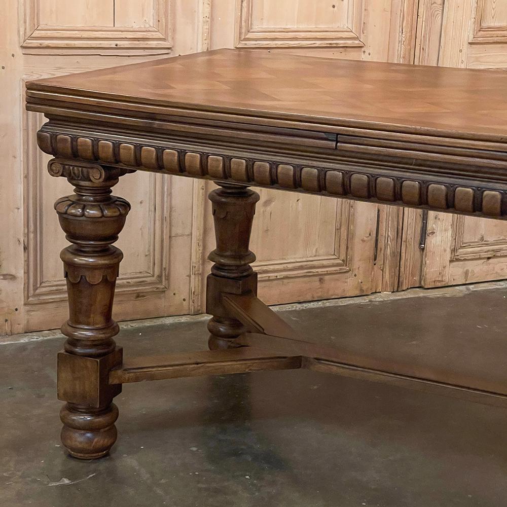 Antique French Neoclassical Walnut Draw Leaf Banquet Table For Sale 11