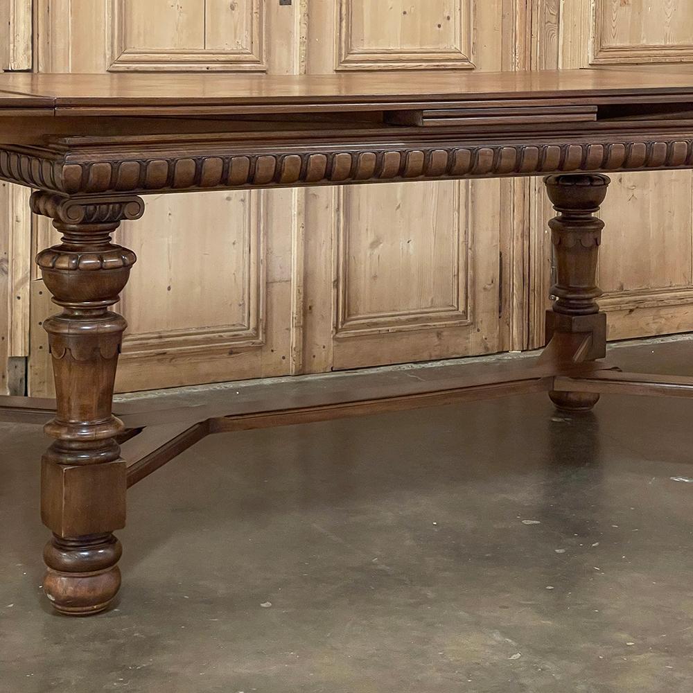 Antique French Neoclassical Walnut Draw Leaf Banquet Table For Sale 12