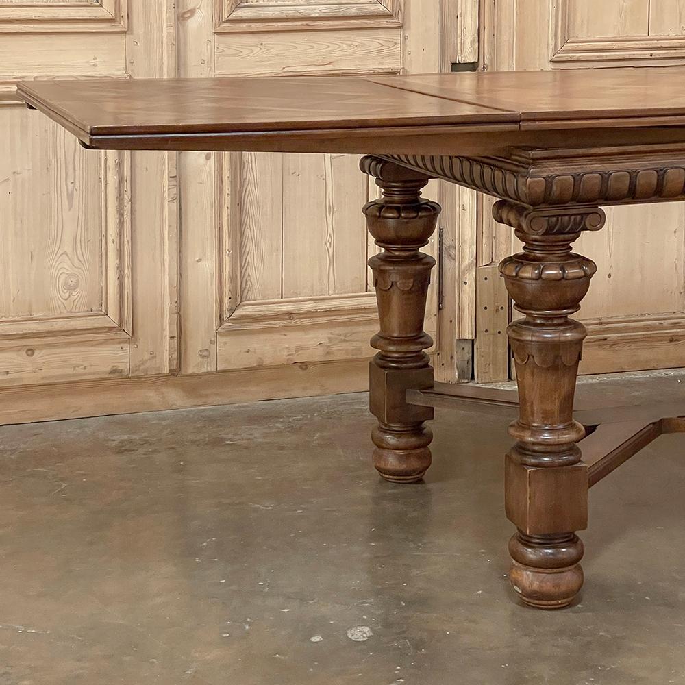 20th Century Antique French Neoclassical Walnut Draw Leaf Banquet Table For Sale