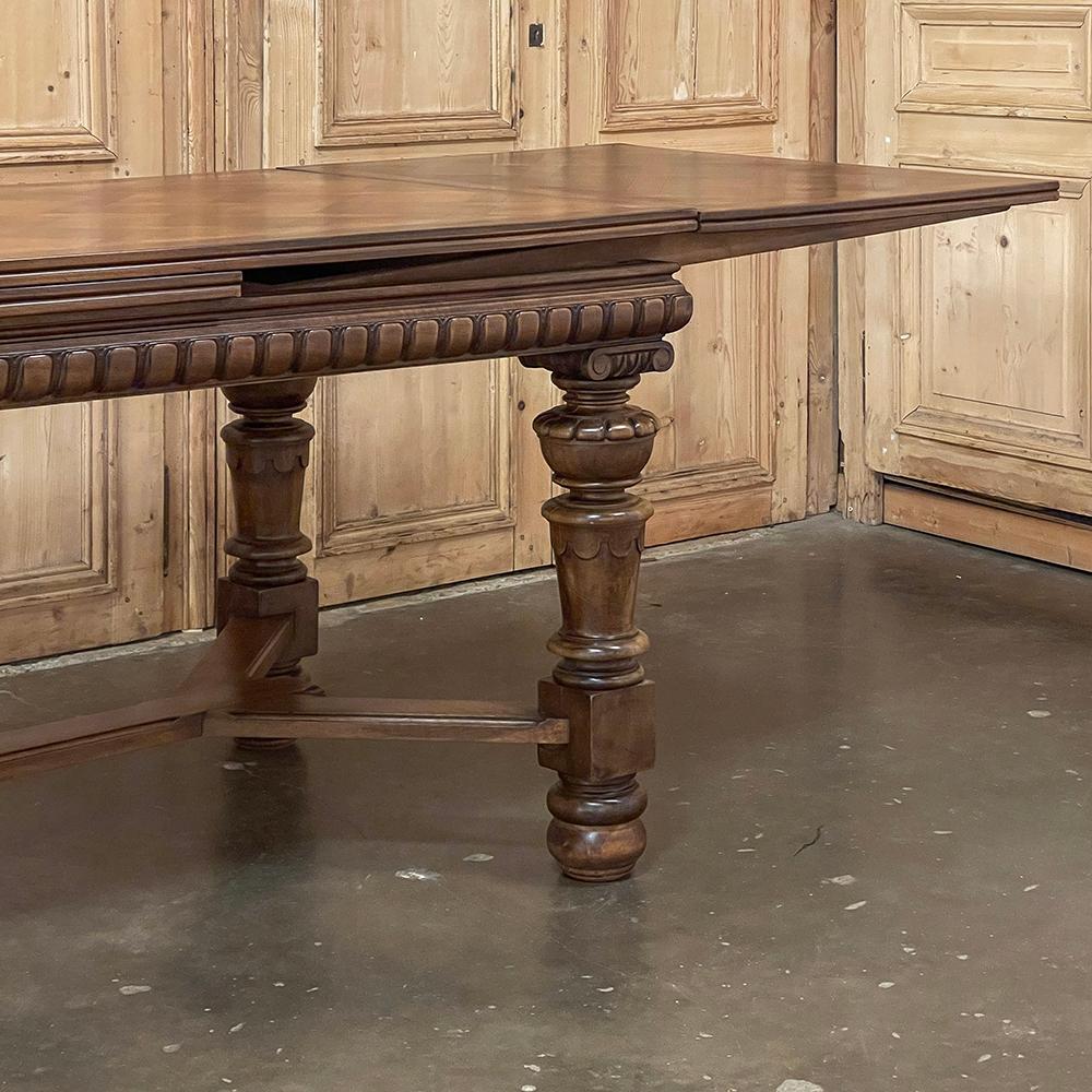 Antique French Neoclassical Walnut Draw Leaf Banquet Table For Sale 1