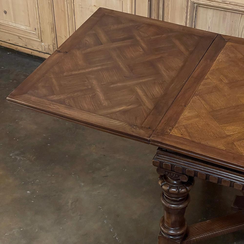 Antique French Neoclassical Walnut Draw Leaf Banquet Table For Sale 2