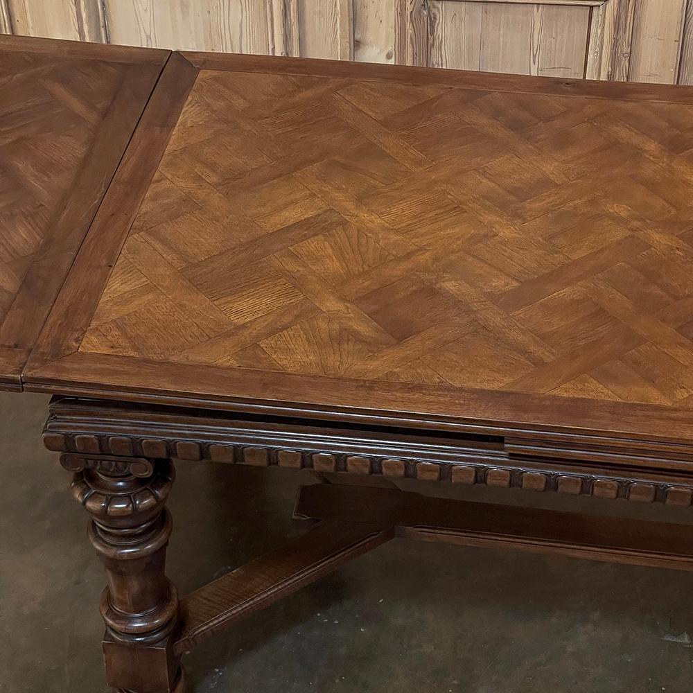 Antique French Neoclassical Walnut Draw Leaf Banquet Table For Sale 3