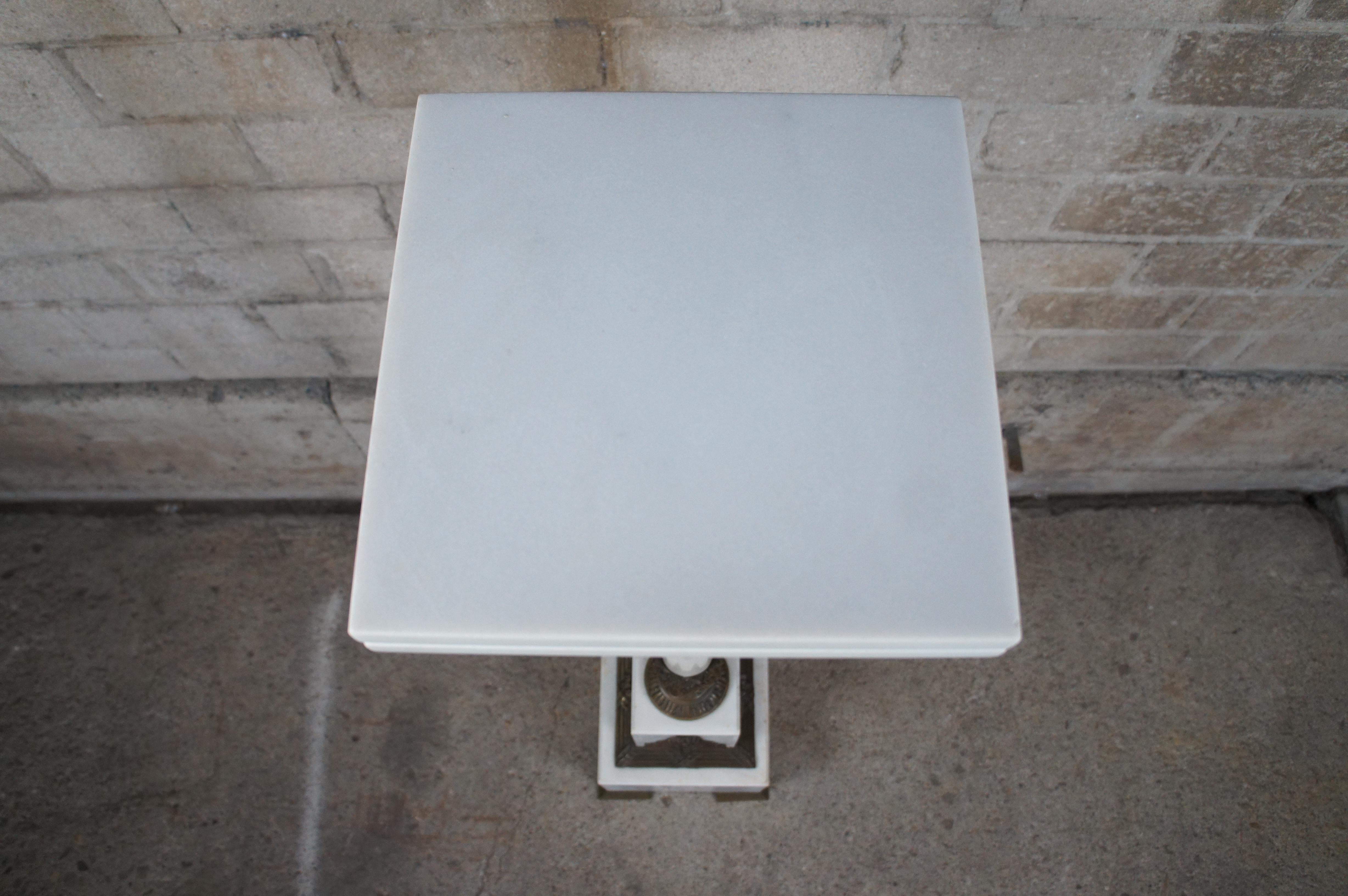 Antique French Neoclassical White Marble & Bronze Pedestal Sculpture Stand 49
