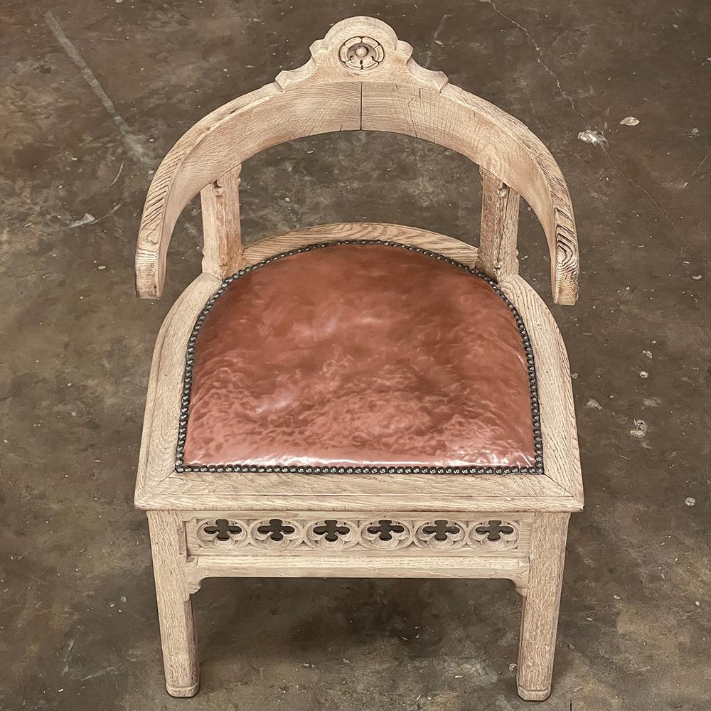 Antique French Neogothic Armchair, Desk Chair For Sale 3