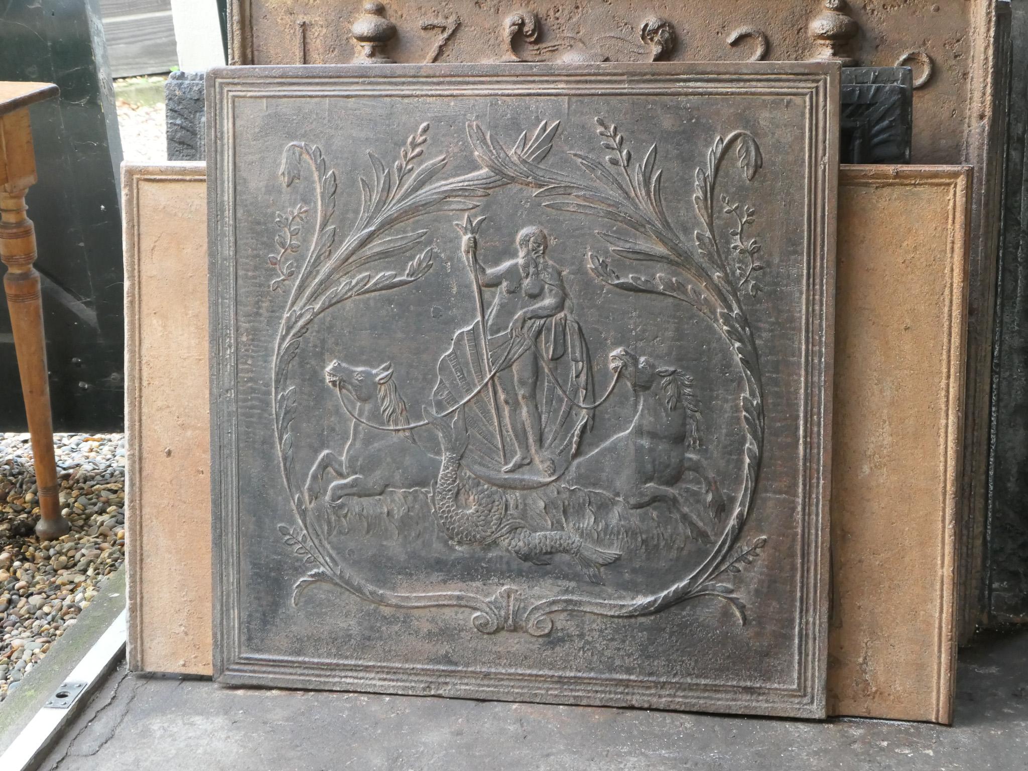 Antique French 'Neptune' Fireback / Backsplash, 19th Century In Good Condition For Sale In Amerongen, NL