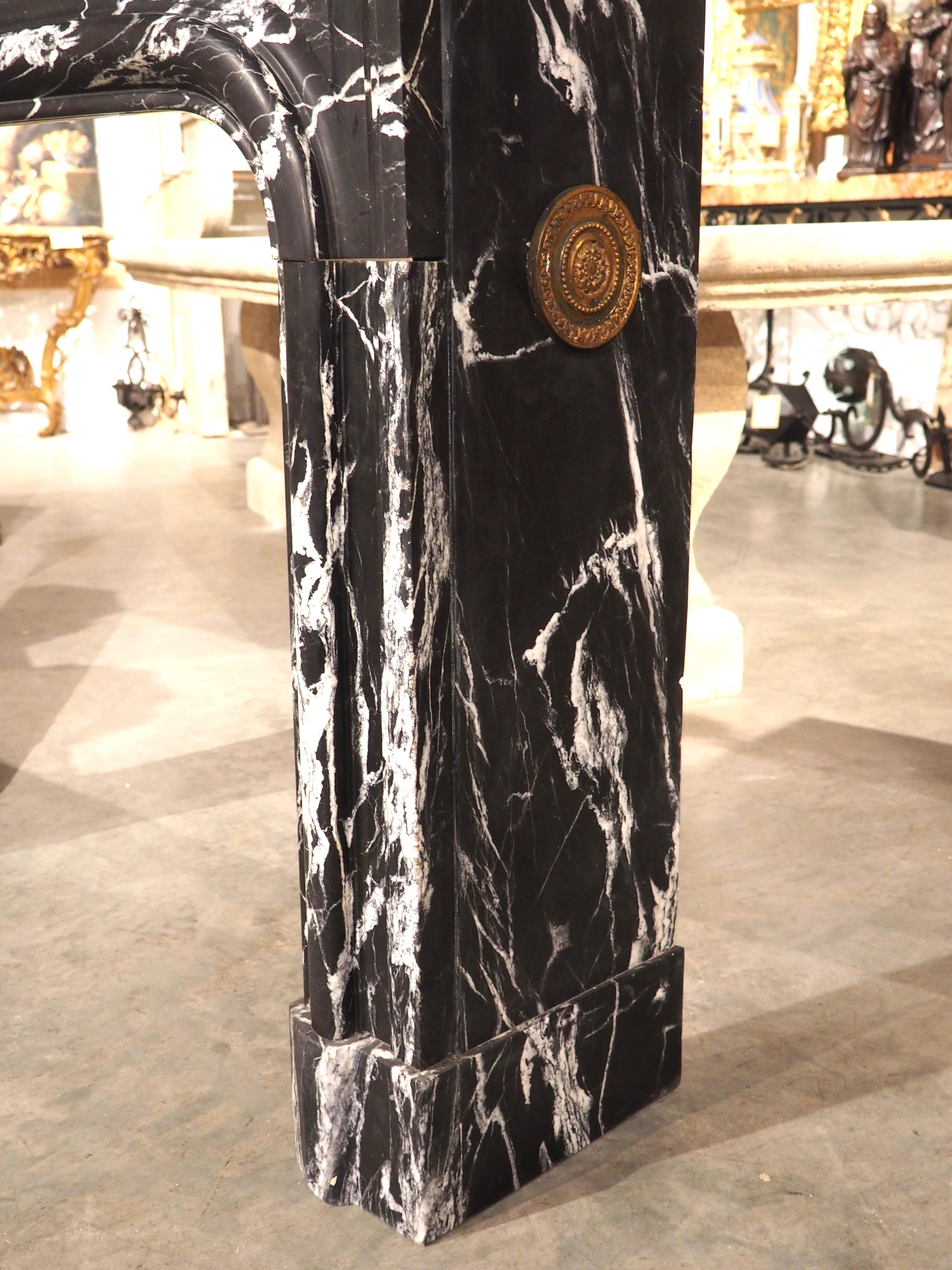 Antique French Nero Marquina Marble Fireplace Mantel, Circa 1880 For Sale 6