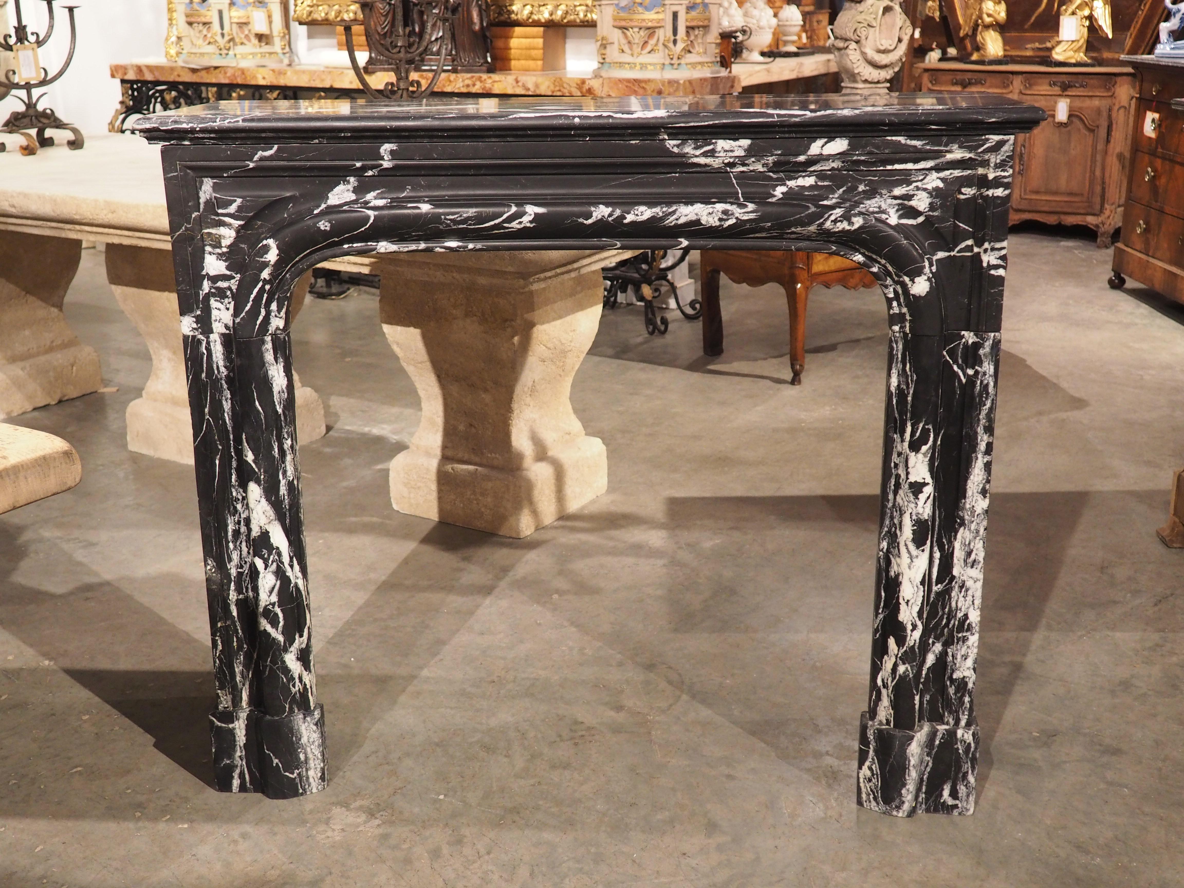 Antique French Nero Marquina Marble Fireplace Mantel, Circa 1880 For Sale 13
