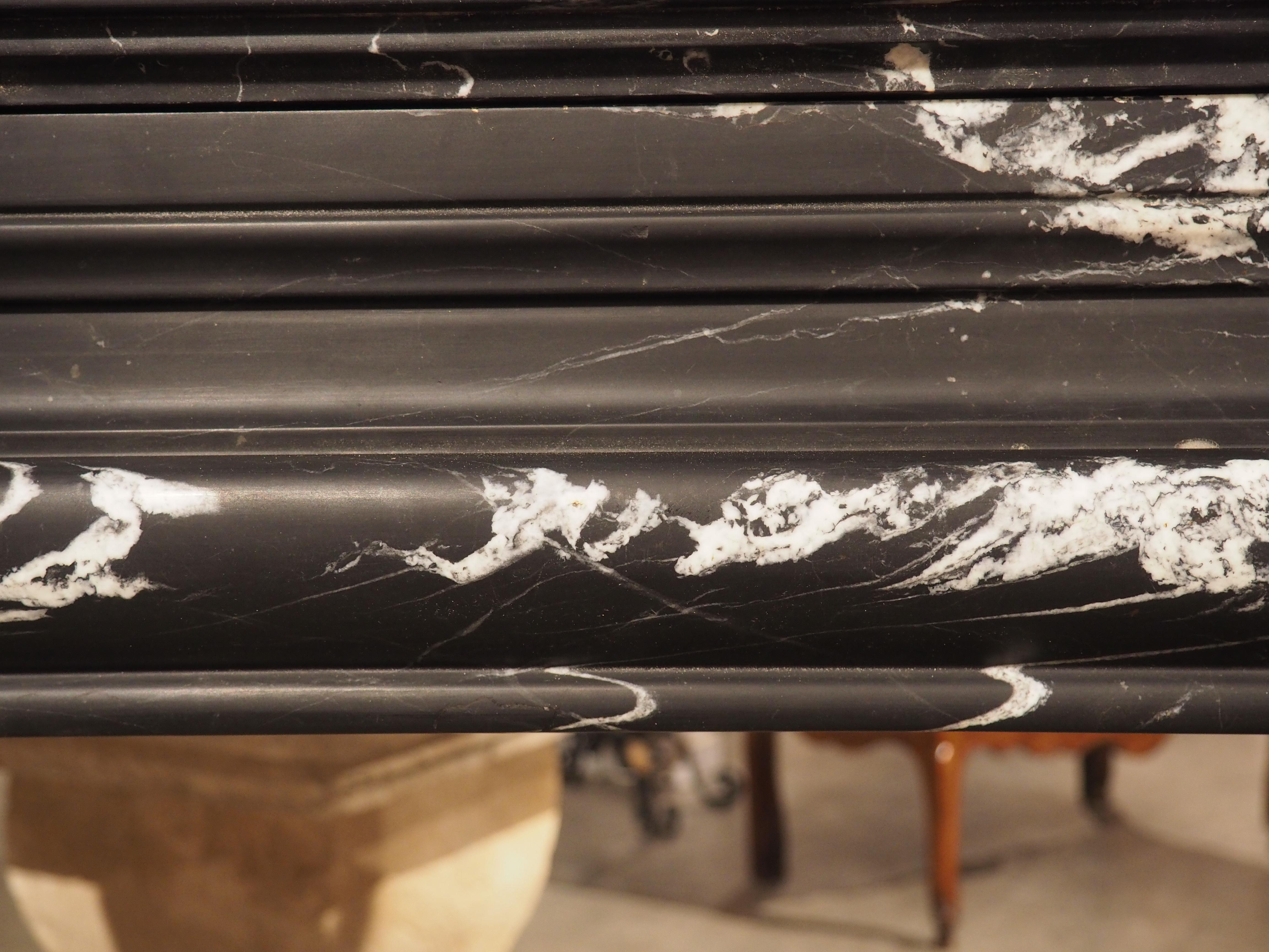 Antique French Nero Marquina Marble Fireplace Mantel, Circa 1880 In Good Condition For Sale In Dallas, TX