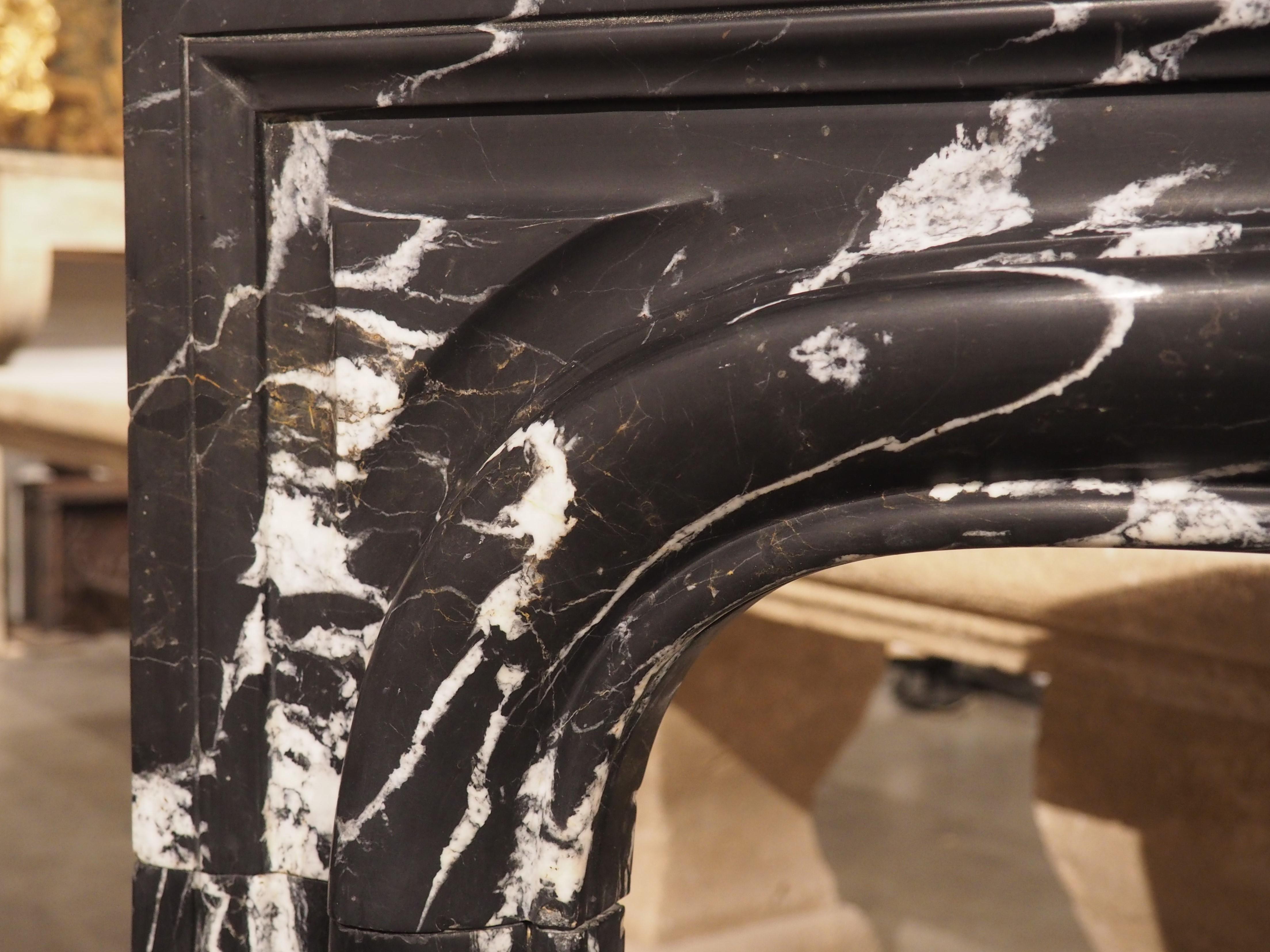 19th Century Antique French Nero Marquina Marble Fireplace Mantel, Circa 1880 For Sale