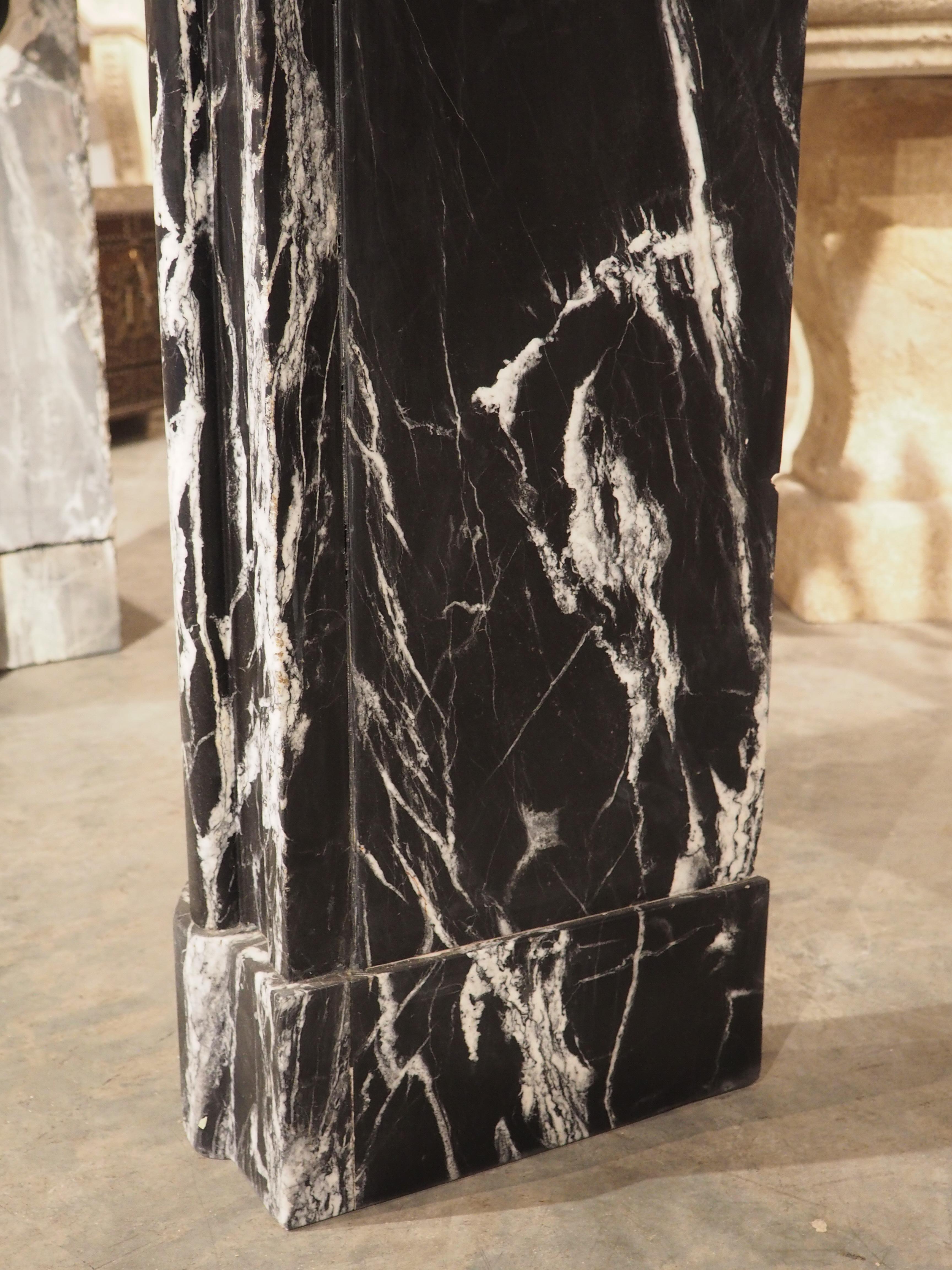 Antique French Nero Marquina Marble Fireplace Mantel, Circa 1880 For Sale 2