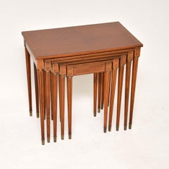 Antique French Nest of 5 Inlaid Walnut Tables