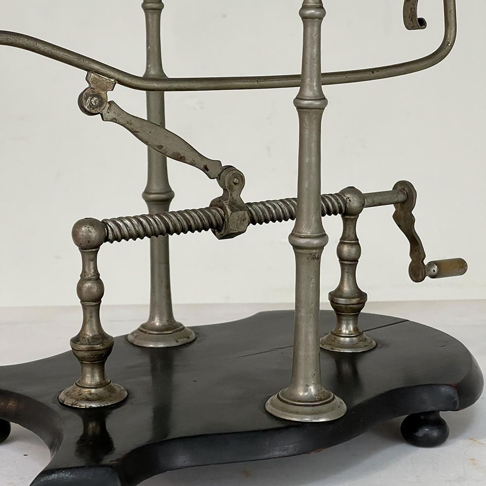 Antique French Nickeled Brass Mechanical Wine Cradle ~ Server 5