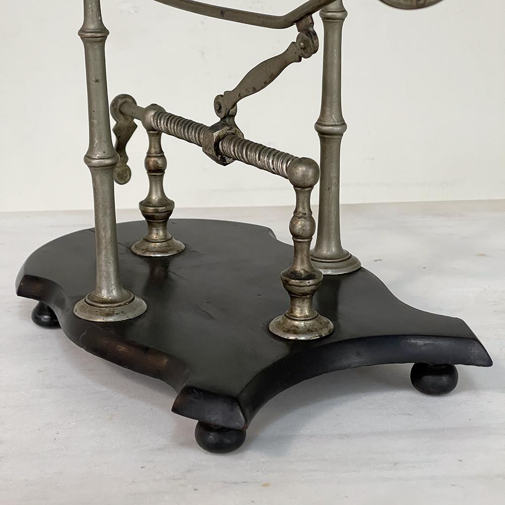 Antique French Nickeled Brass Mechanical Wine Cradle ~ Server 6