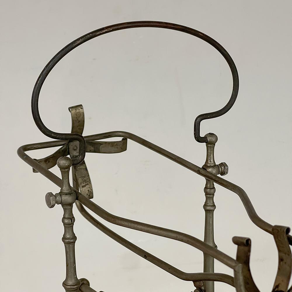 Antique French Nickeled Brass Mechanical Wine Cradle ~ Server 7